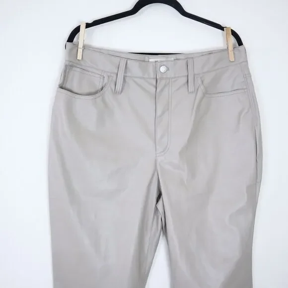 Madewell Size 32 The Perfect Vintage Faux Leather Straight Leg Pants Linen Cream - Picture 3 of 10